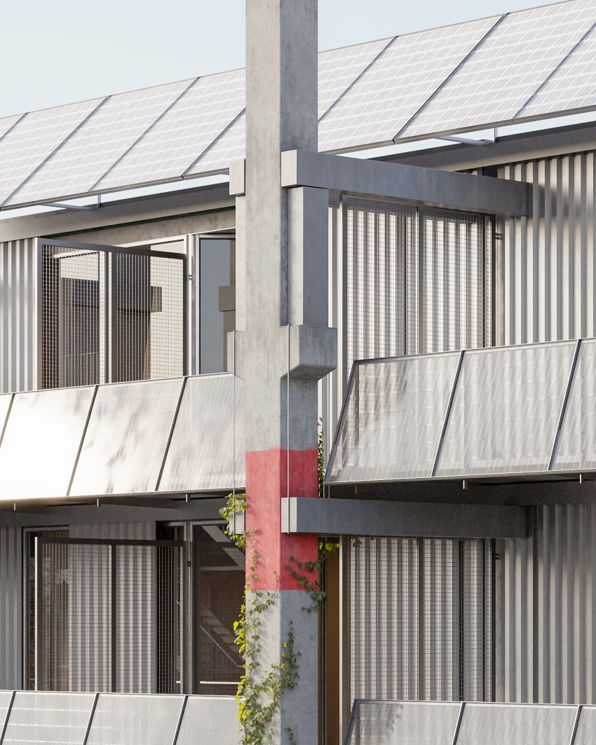 repurposed concrete components assemble housing units' facades in basel