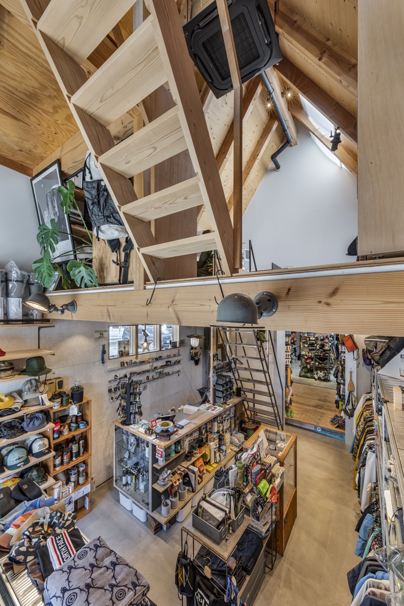 wooden shingles cover 'yosemite' renovated storefront by slow in japan