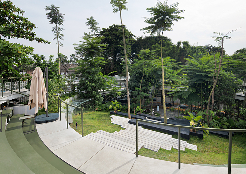 green platforms shape tanatap ring garden café by RAD+ar in jakarta