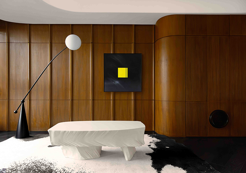 teakwood clads the interior of jackie xu residence in shanghai dedicated to owner's dogs