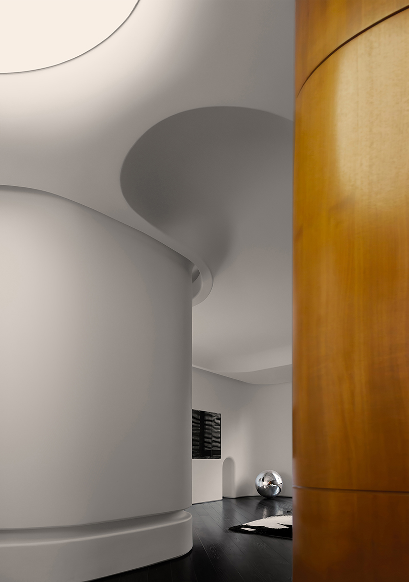 teakwood clads the interior of jackie xu residence in shanghai dedicated to owner's dogs