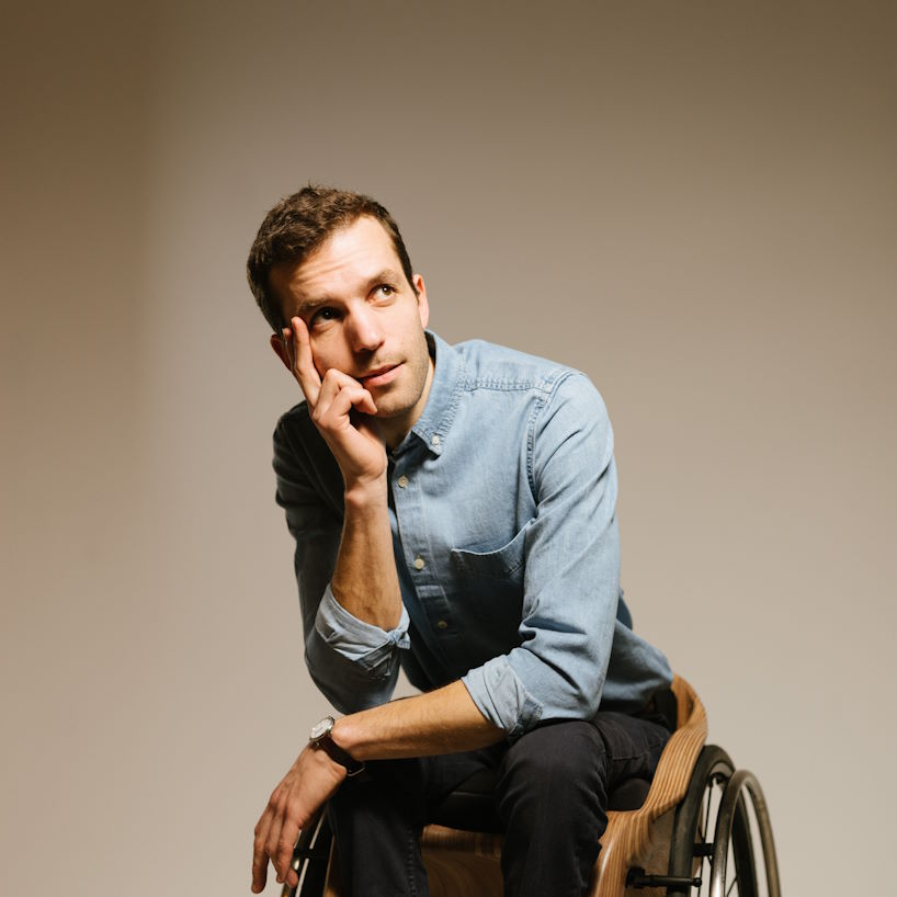 paul de livron crafts wooden wheelchair for the pope with burnt oak beams from notre-dame
