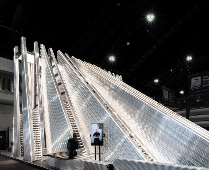 fan-shaped aluminum structure shapes unfold demountable exhibition pavilion - 4
