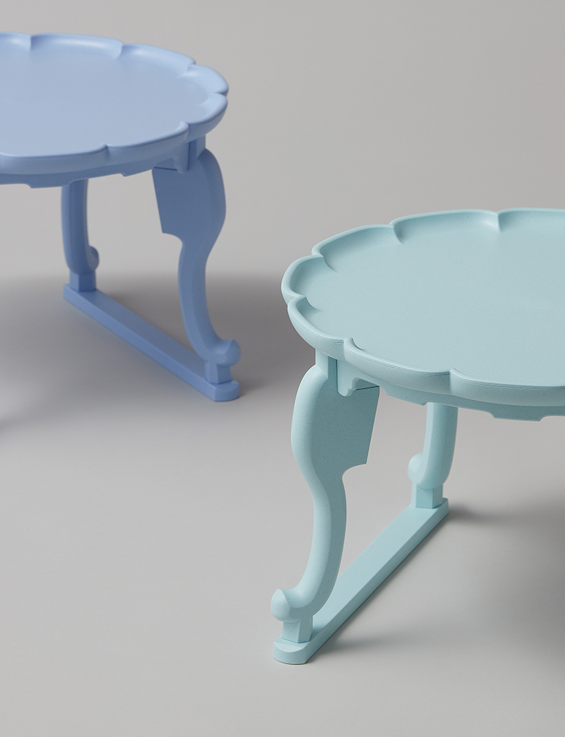 recycled plastic shapes up re:soban flower dining tables designed by ha jihoon