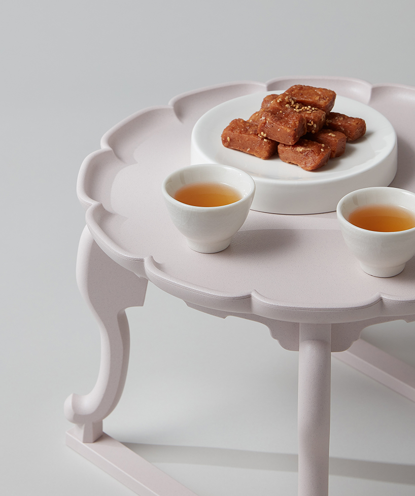 recycled plastic shapes up re:soban flower dining tables designed by ha jihoon