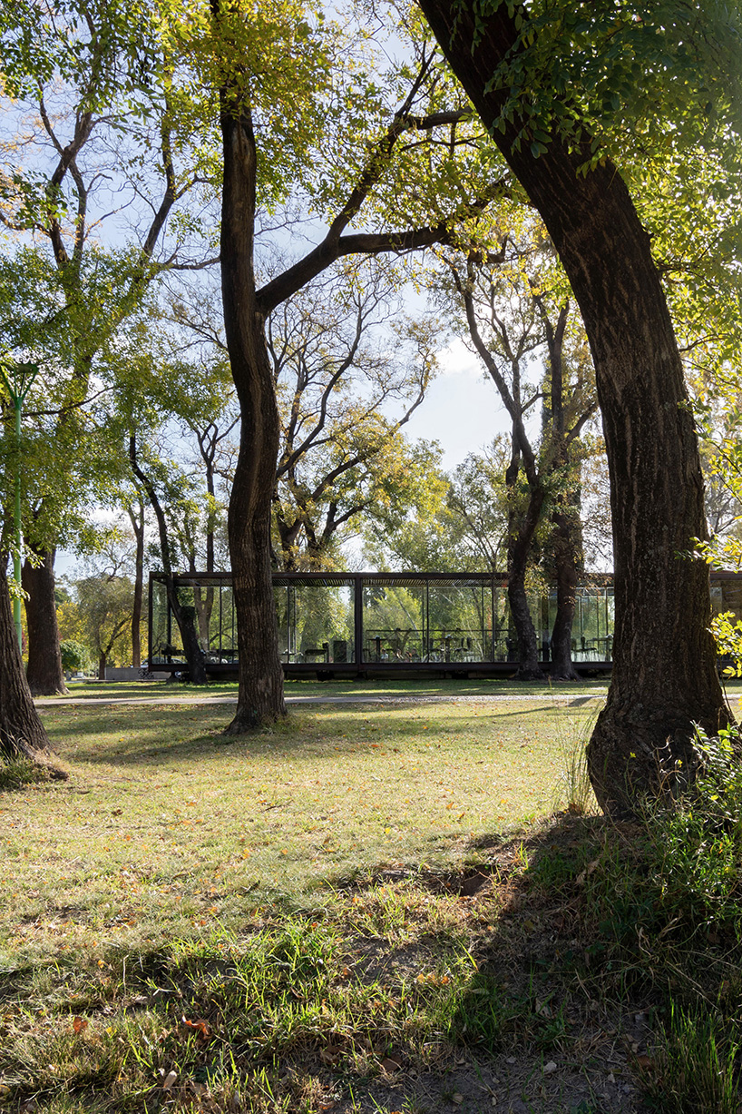 lightweight metal frames glazed gastronomic pavilion in parque de mayo in argentina