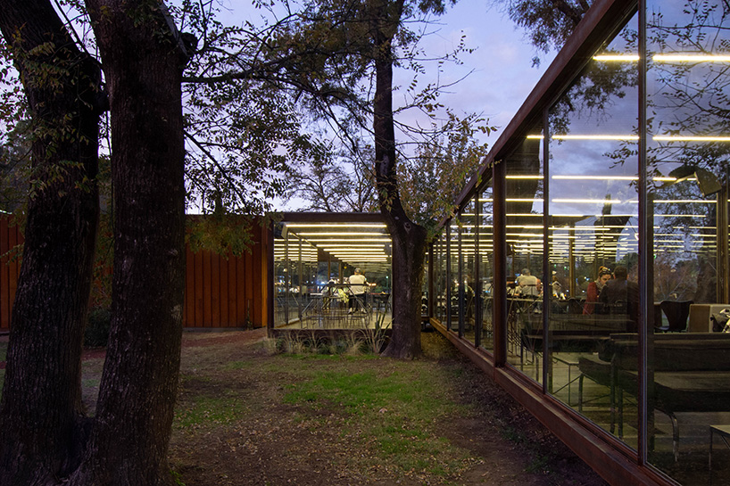 lightweight metal frames glazed gastronomic pavilion in parque de mayo in argentina