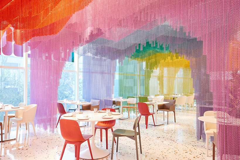 dine under a rippling rainbow at SODA architects restaurant in beijing