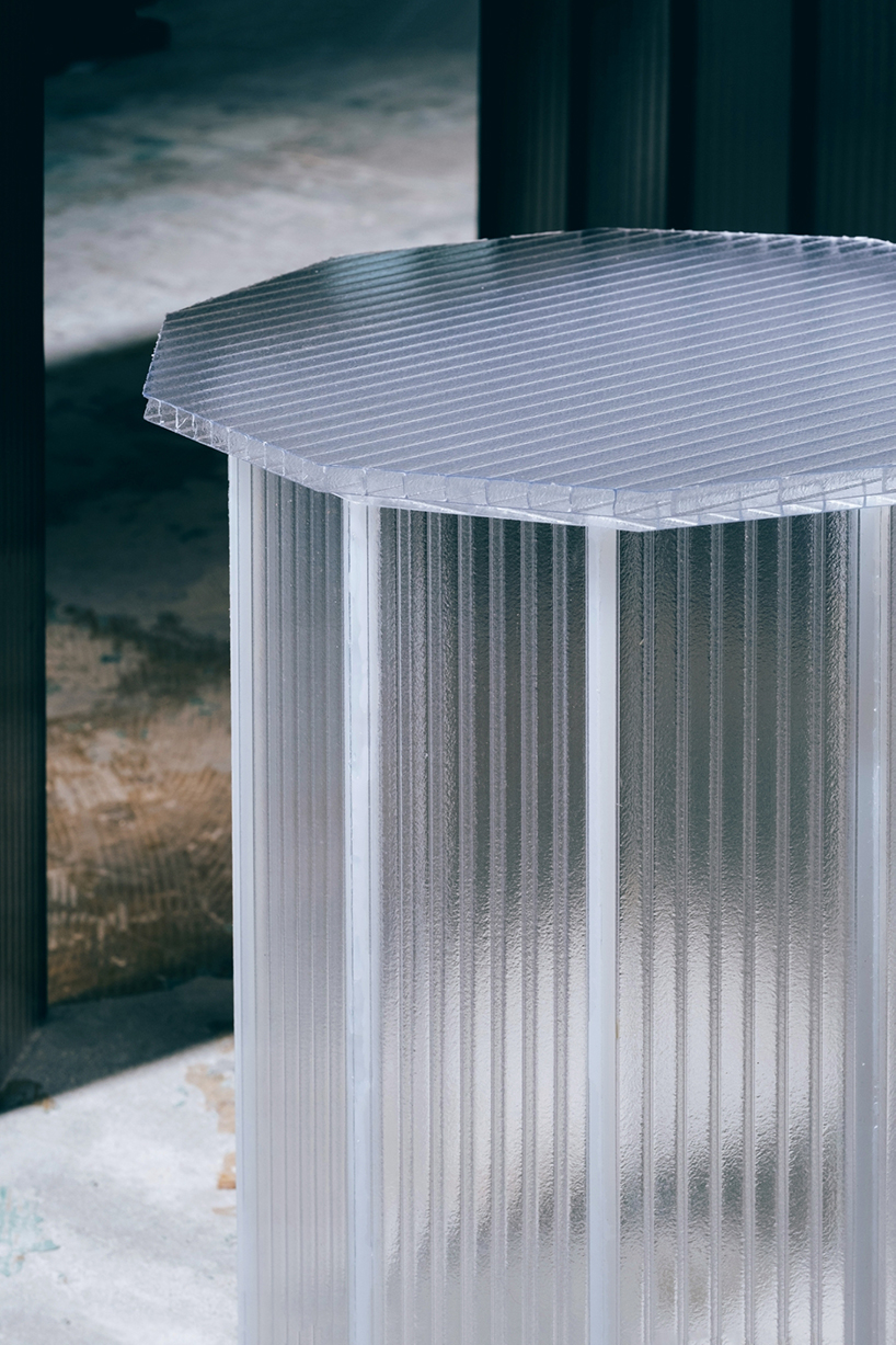 BORDER upcycles surplus hollow polycarbonate into icy furniture for DESIGNART tokyo