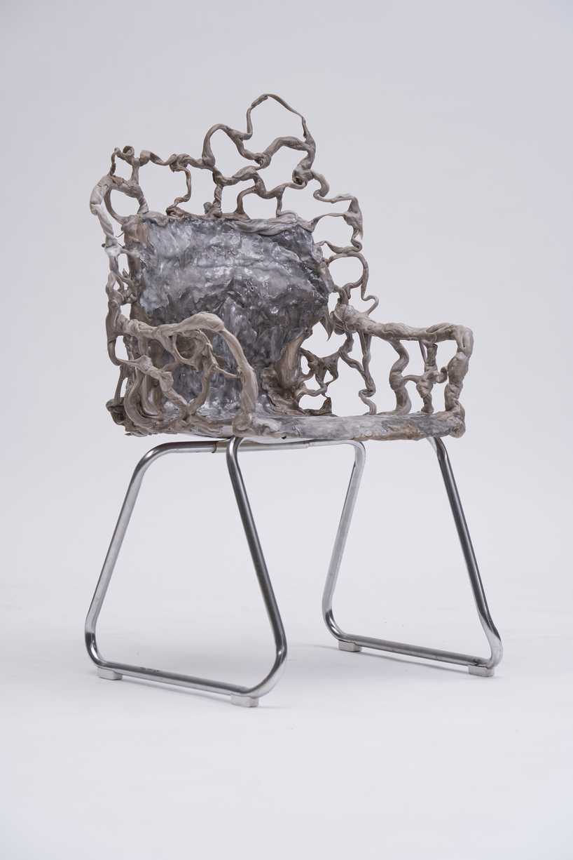 wonjae sung repurposes discarded plastic and makeup into intricate chairs and lights