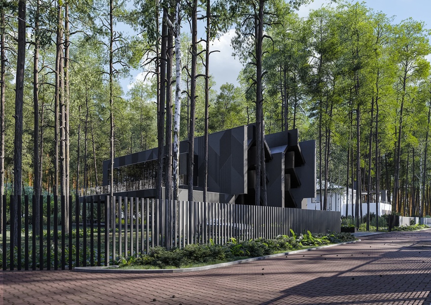 pine tree-cloaked villa by reform architekt in poland nods to geometric forms of laborghini aventador SVJ
