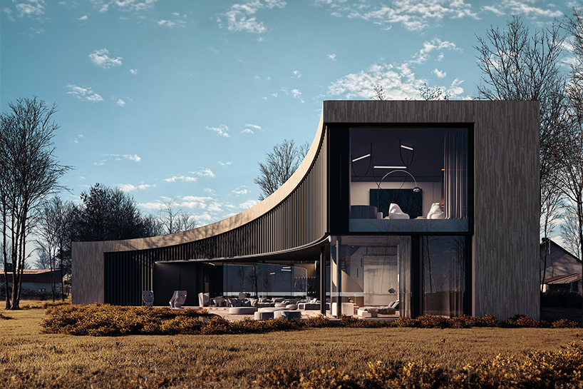 vertically laid bricks clad dune house's curved volume by reform architekt in poland