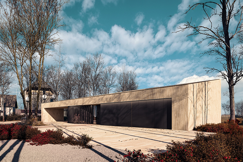 vertically laid bricks clad dune house's curved volume by reform architekt in poland