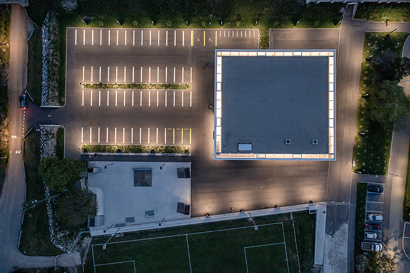 monolithic concrete volume houses sports hall in vernayaz of switzerland