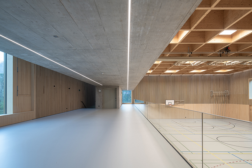 monolithic concrete volume houses sports hall in vernayaz of switzerland