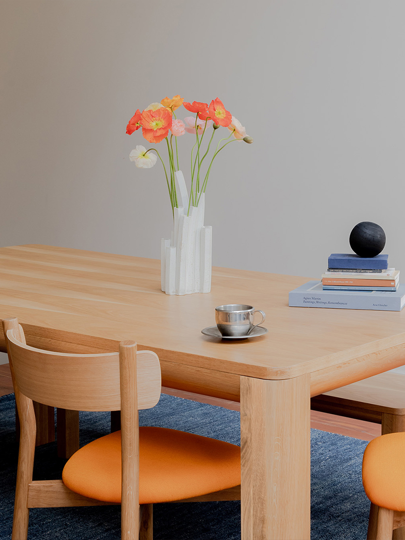 timber furniture collection showcases playful yet sophisticated aesthetic