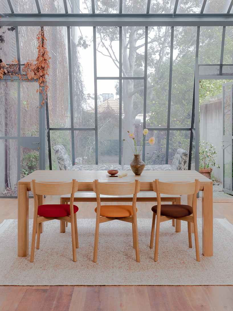 timber furniture collection showcases playful yet sophisticated aesthetic