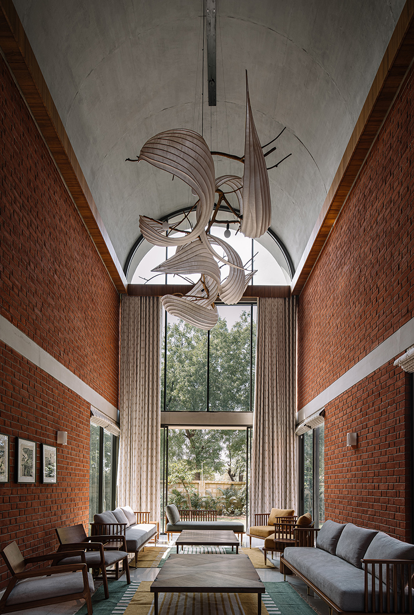 interplay of brick and concrete gives shape to three vaults in ahmedabad residence