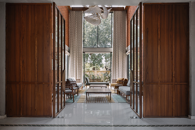 interplay of brick and concrete gives shape to three vaults in ahmedabad residence