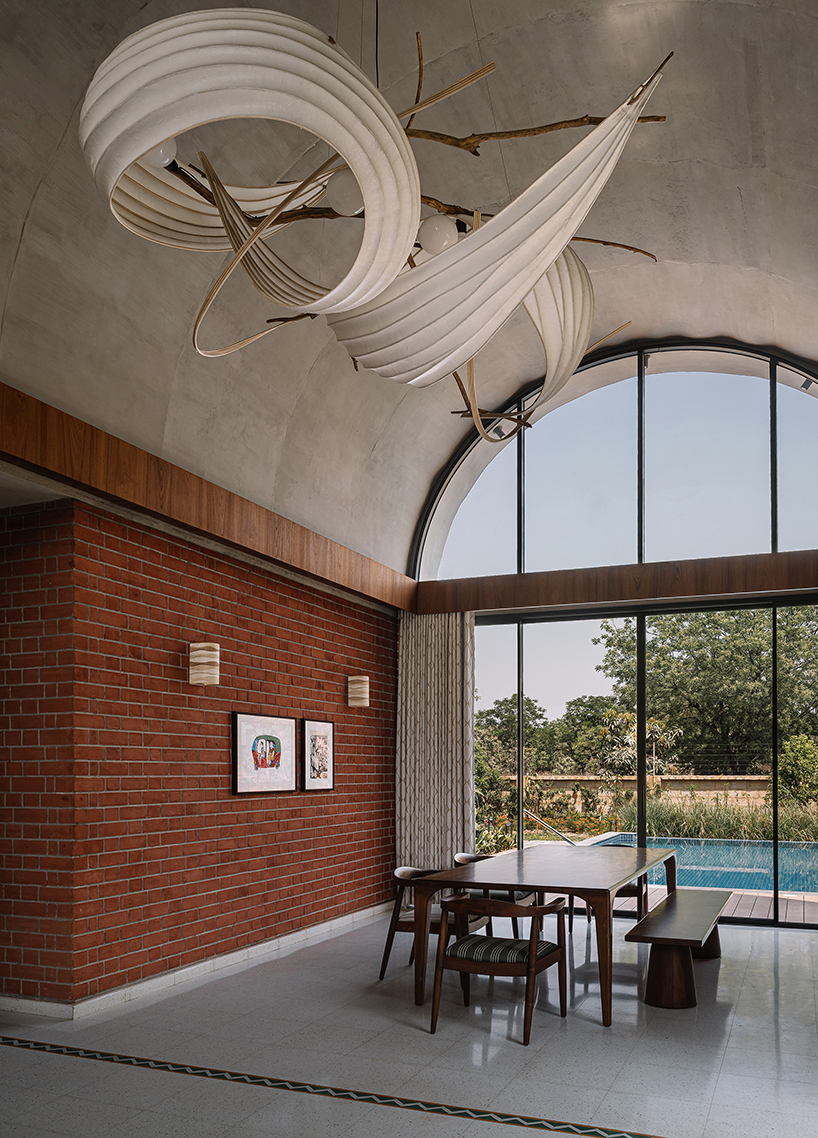 interplay of brick and concrete gives shape to three vaults in ahmedabad residence