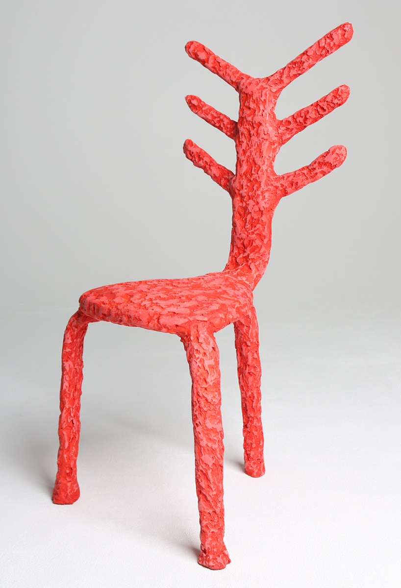 junmyung song fashions discarded sawdust into whimsical pulverized chairs