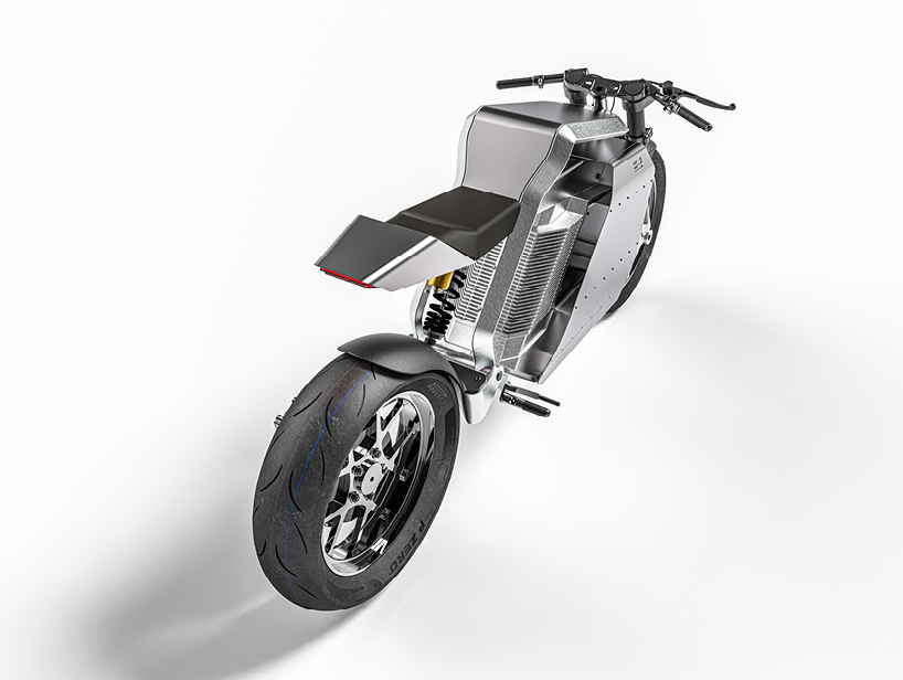 Desain melingkar pada roda dua konsep sepeda motor listrik ekka oleh belin design office 4