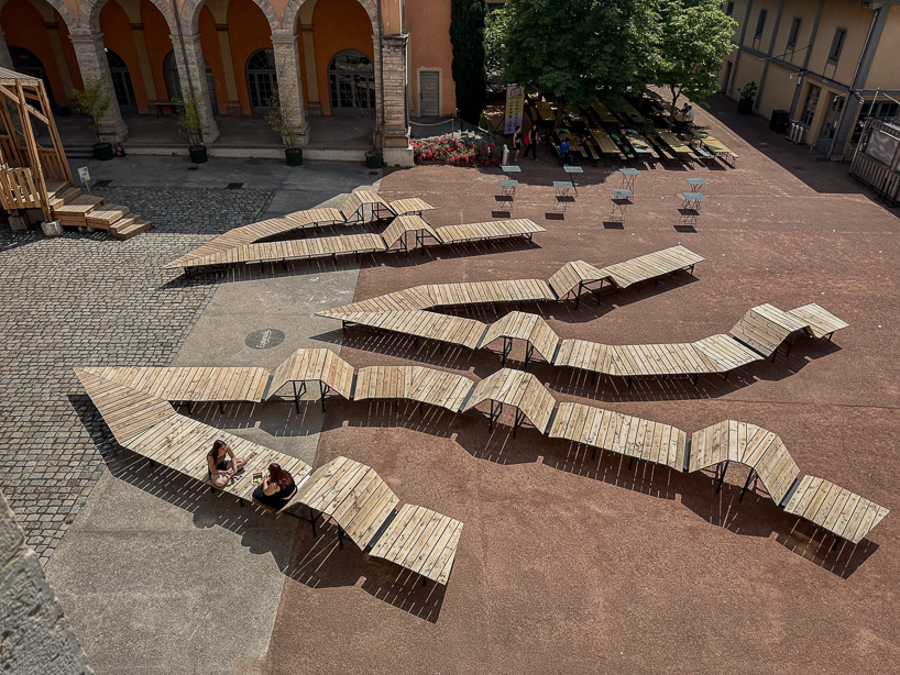 uv lab reimagines arcadia as a layered timber gathering installation in lyon - 7