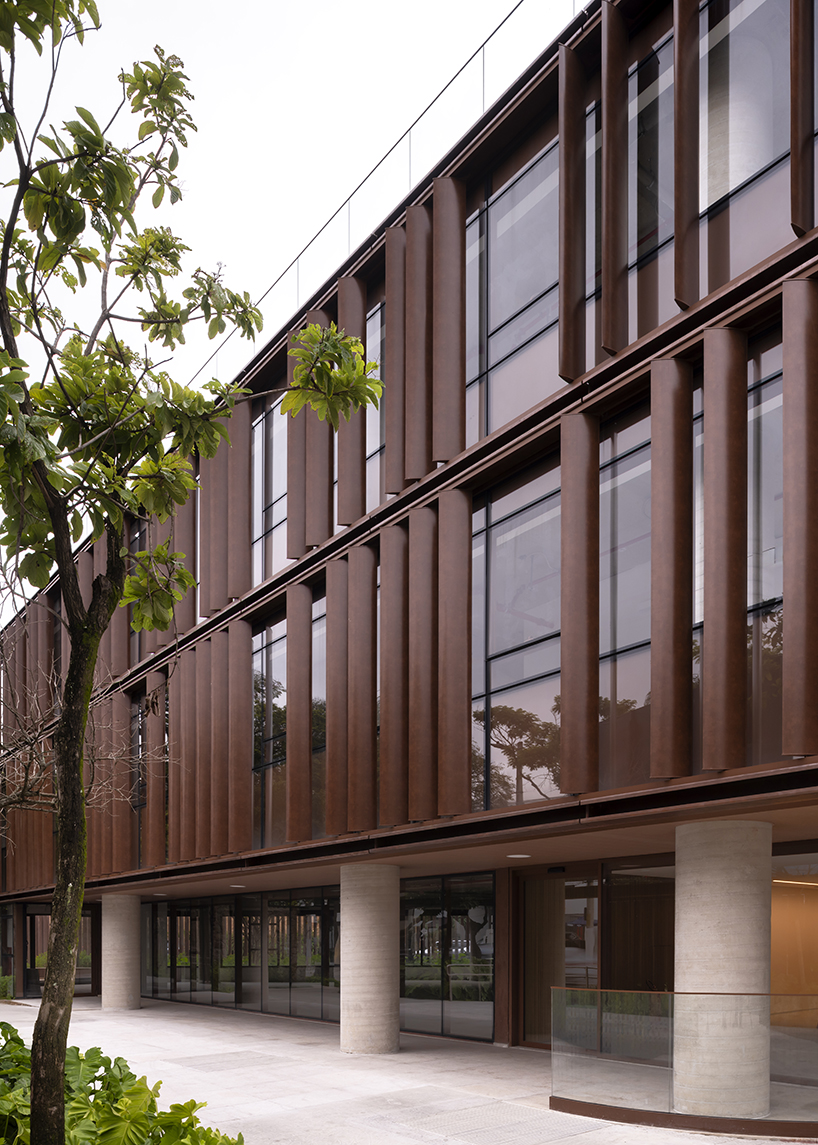 corten steel brise-soleils shield low-rise office building by perkins&will in são paulo
