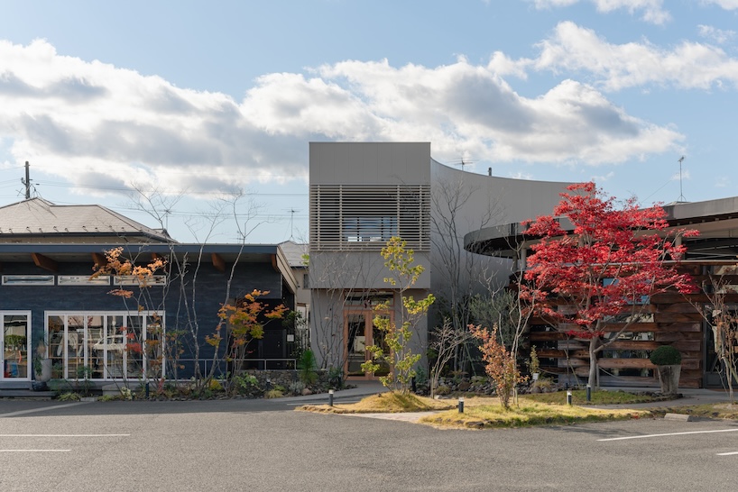 architrip's retail space curves between two existing shops in fukushima