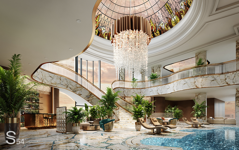 Estudio de decoración de detalles de latón, mármol, cuarzo Decoración 54 Decoración de interiores dentro de los rascacielos indios