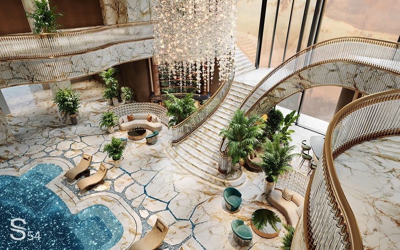 Estudio de decoración de detalles de latón, mármol, cuarzo Decoración 54 Decoración de interiores dentro de los rascacielos indios