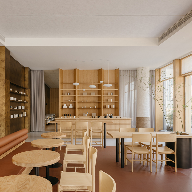 building narrative's interiors for basao teahouse panji evoke traditional fujian tea courtyards