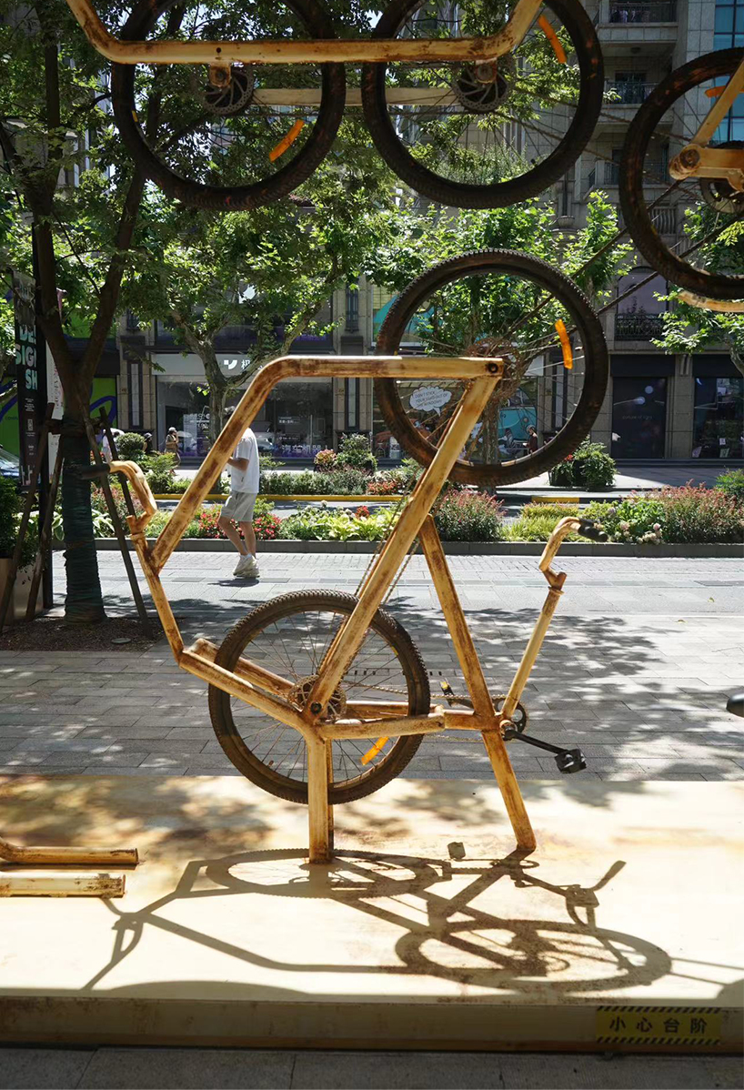 MBRS transforms discarded bicycle components into interactive urban art installation in china