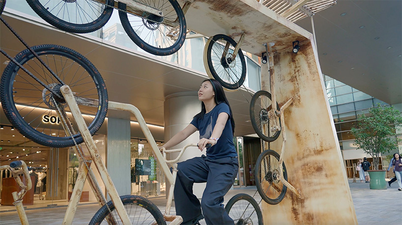 MBRS transforms discarded bicycle components into interactive urban art installation in china