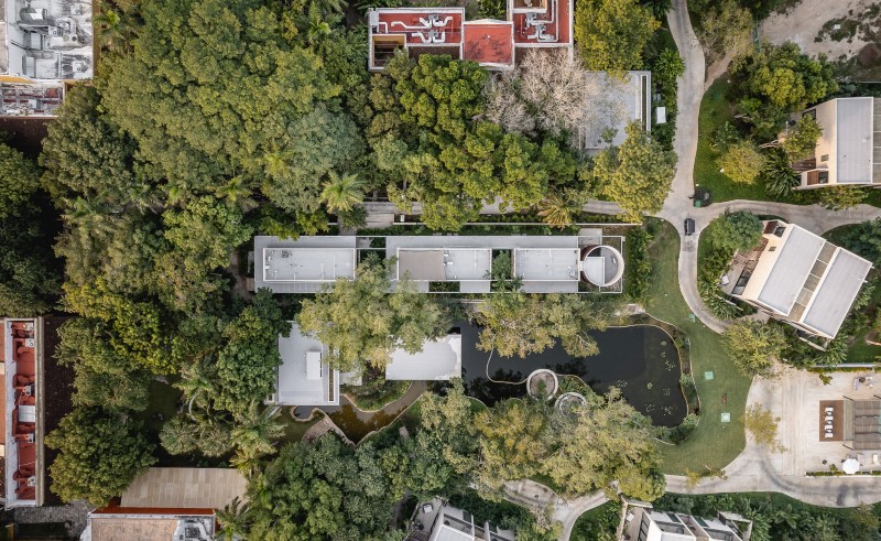 Exuberantes plantas y paredes de piedra conforman el Hotel Spa, uno de los Mexicano de Arquitectura más altos de México.