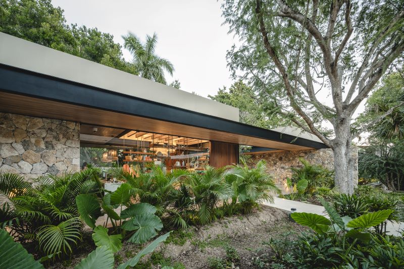 Exuberantes plantas y paredes de piedra conforman el Hotel Spa, uno de los Mexicano de Arquitectura más altos de México.