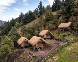 cubbil studio and ecuador villagers craft cluster of habitats from earth and thatch