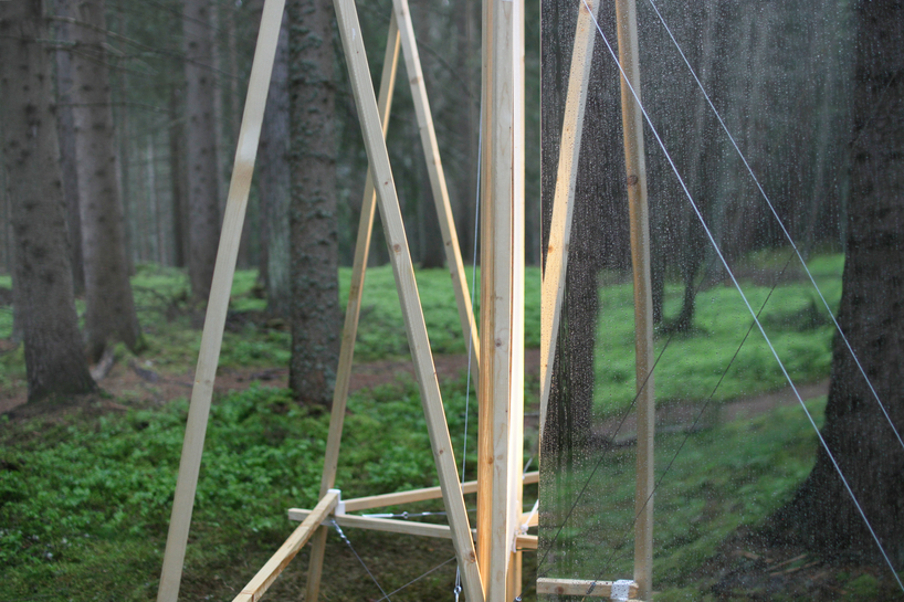 shapes of rain installation by stefano mori spatializes sounds of water in austrian forest