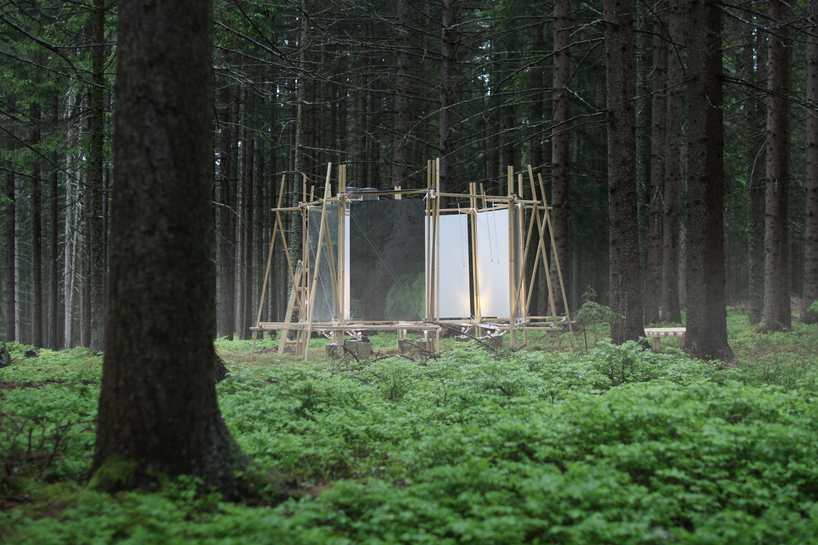 shapes of rain installation by stefano mori spatializes sounds of water in austrian forest