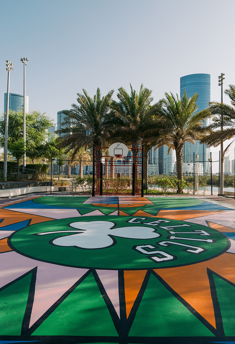 shoot hoops on a middle eastern rug at katrien vanderlinden’s basketball court in abu dhabi