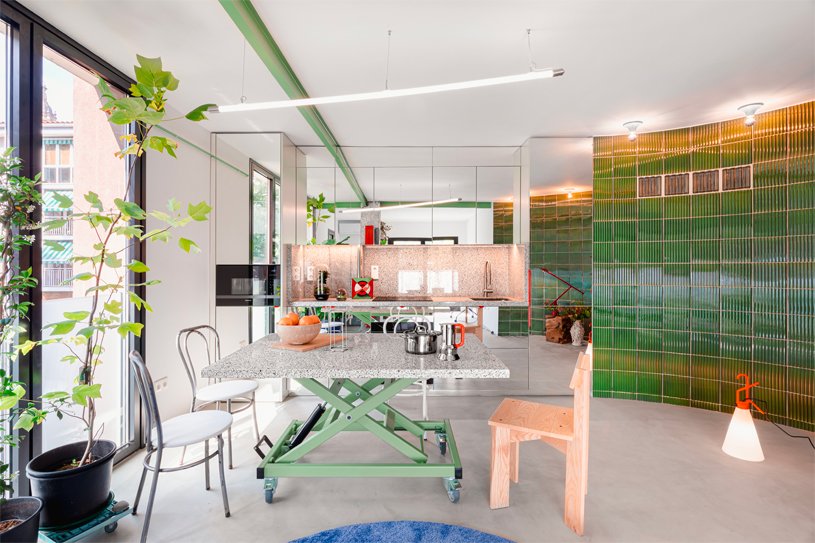 curved ceramic wall reforms 1966 apartment's conventional domestic layout in spain