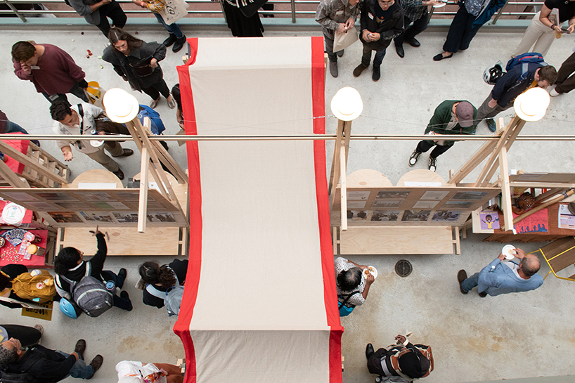 wood, ratchet straps, and metal joints shape mobile installations for design festival in denver - 3