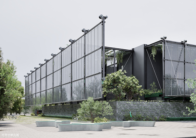 Muro exterior de doble capa con paneles solares y paredes verdes reinventa la subestación de energía de Shanghai