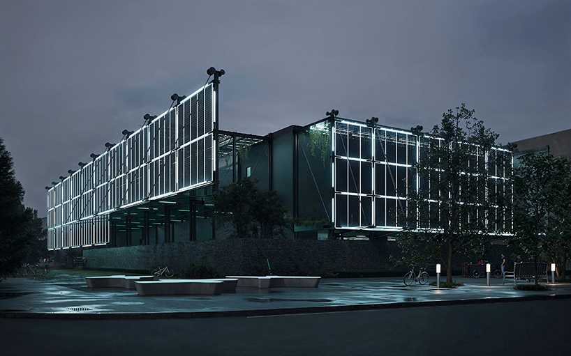 Muro exterior de doble capa con paneles solares y paredes verdes reinventa la subestación de energía de Shanghai