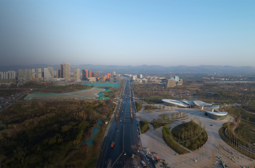 kanopi biomimetik memahat kembang sepatu yang sedang mekar untuk pameran hortikultura internasional chengdu