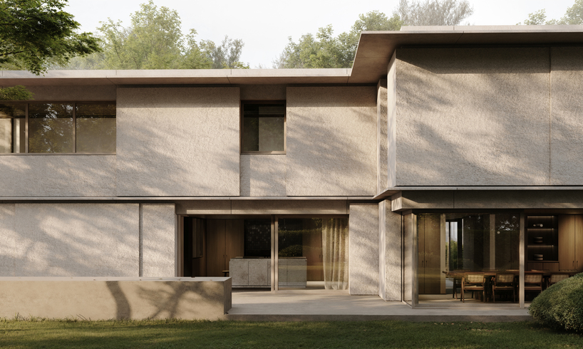 yama architects' house wa perches two elongated volumes on stone plinth in belgium