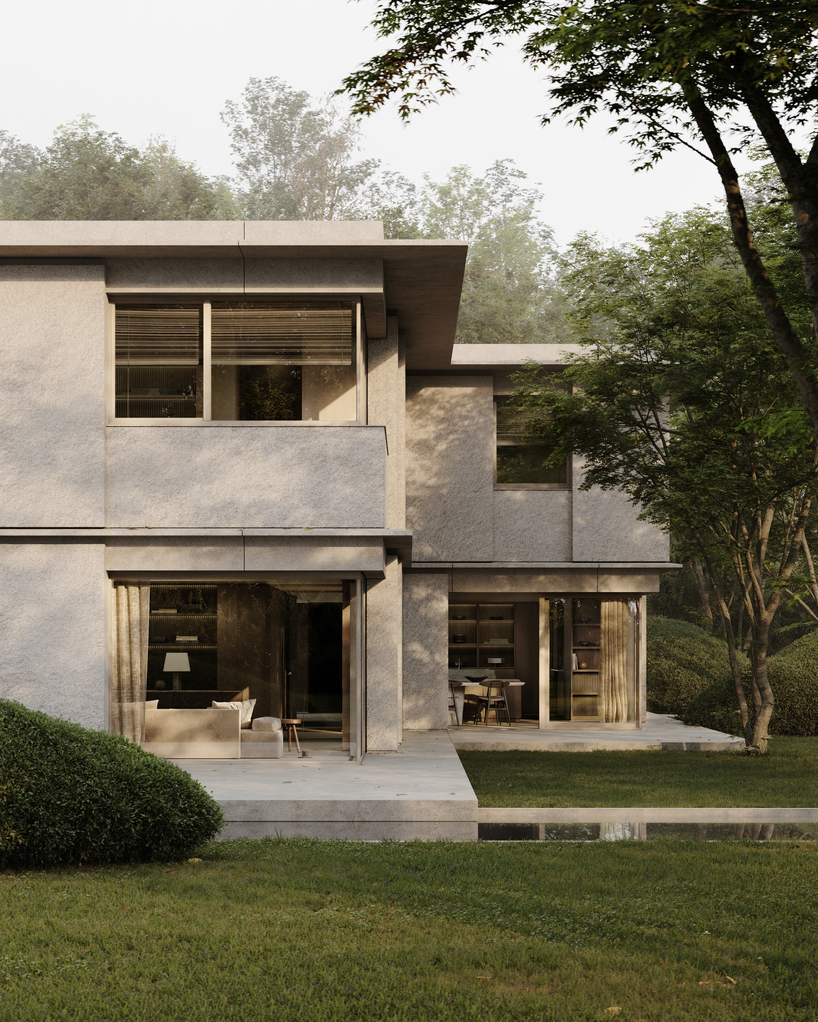 yama architects' house wa perches two elongated volumes on stone plinth in belgium