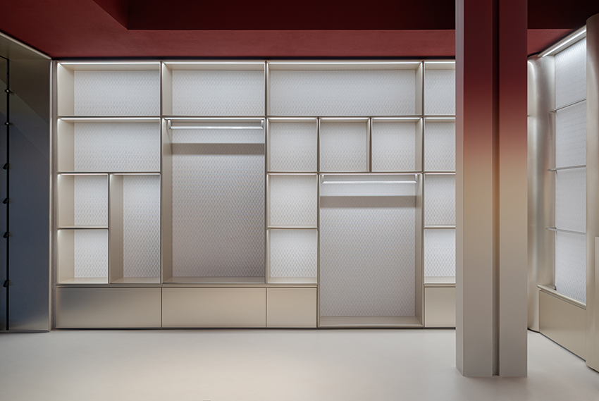 gradient satin-finished metal envelops missoni home boutique by LIT studio in milan