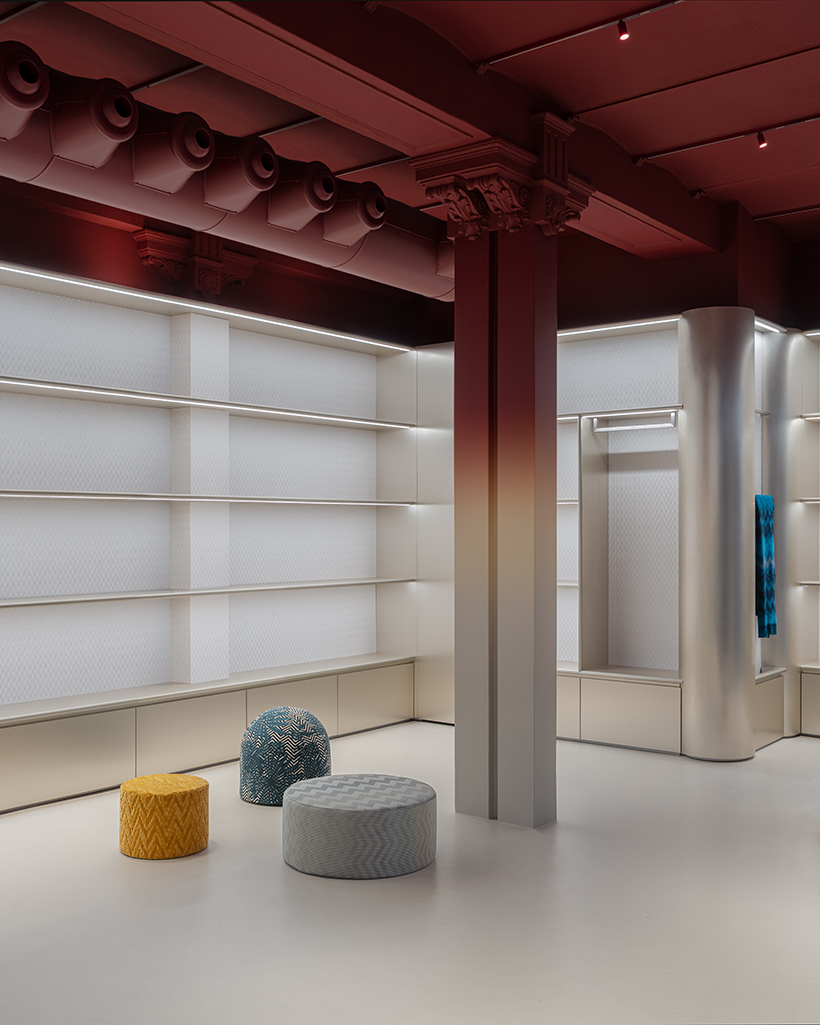 gradient satin-finished metal envelops missoni home boutique by LIT studio in milan