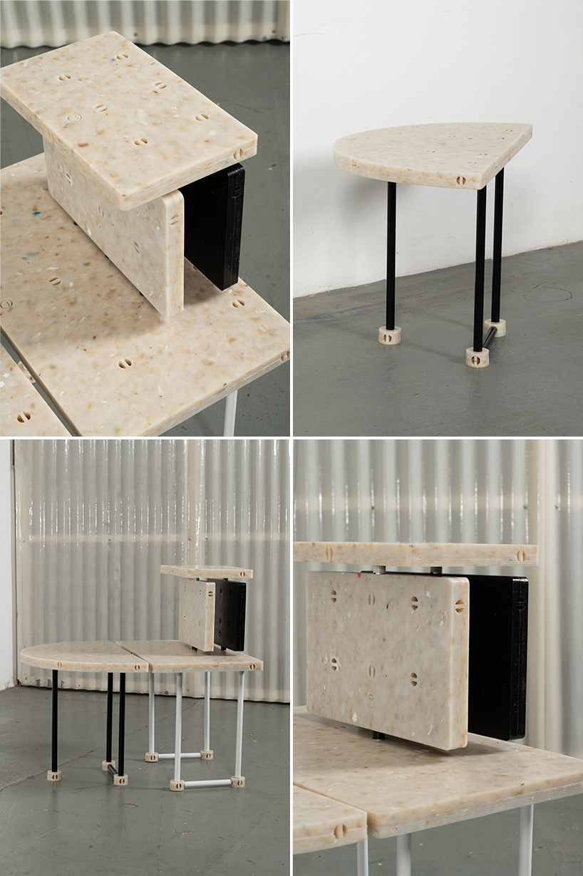 recycled plastic plates compose marcela coppari's cosmoplast modular furniture series